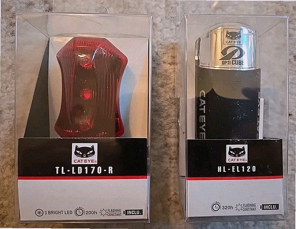 Cateye Combo Pack Opti Cube HL-El120 & TL-LD170-R Bicycle Head Light