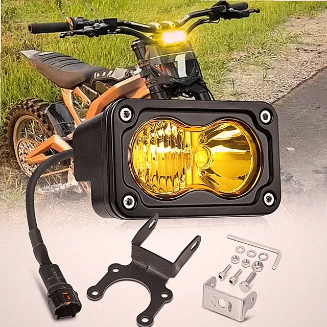 For E-Bike Dirt Bike Motorcycle 3" LED Front Headlight Plug&Play Yellow Cube Pod